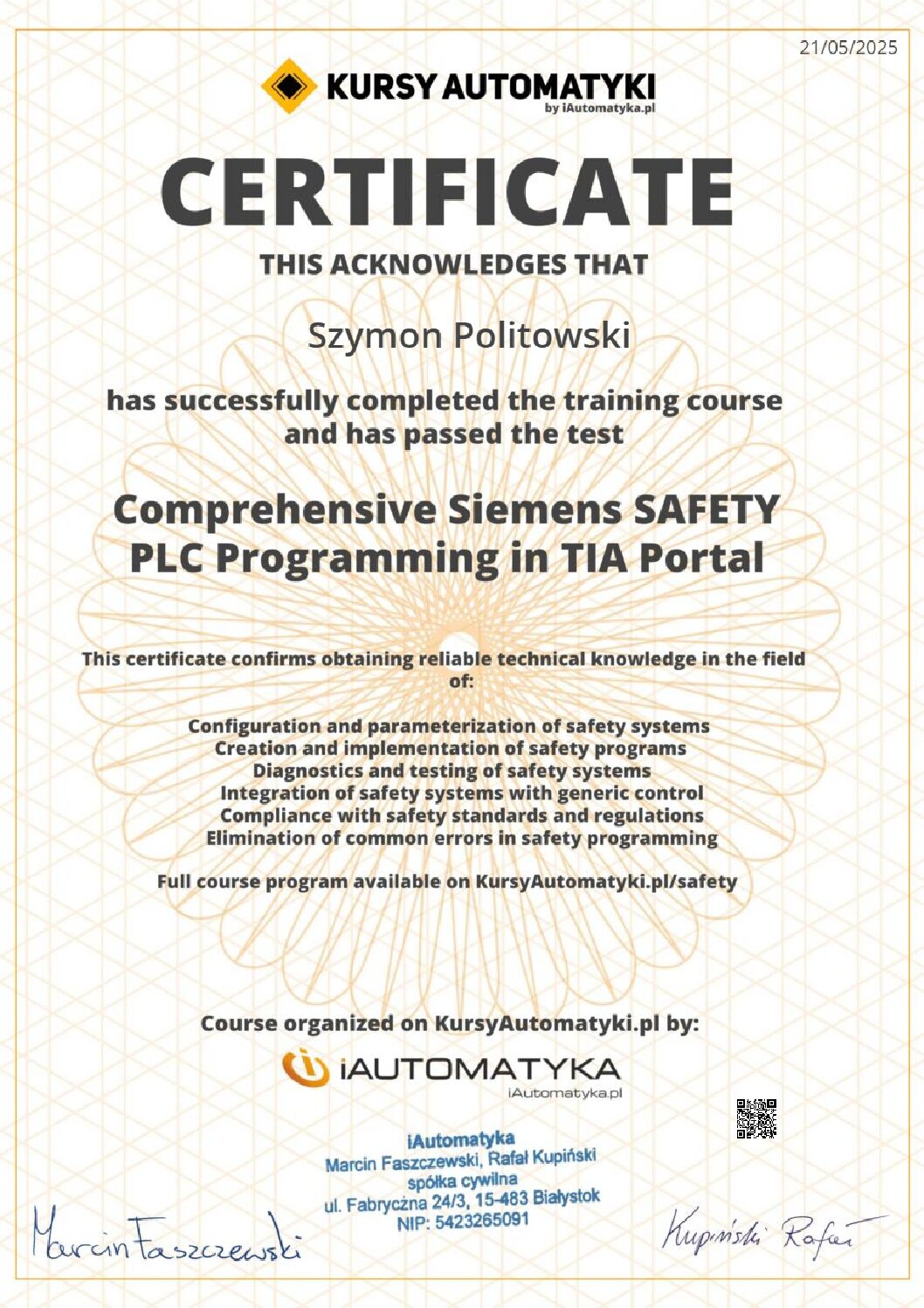 kompleksowe-programowanie-safety-w-sterownikach-siemens-tia-portal-certyfikat-EN